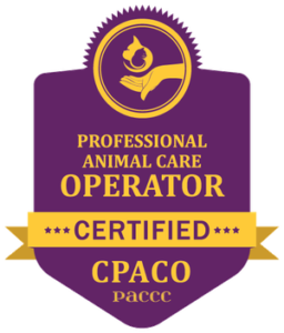 Certified Professional Animal Care Operator badge for One Lucky Pup owner Amanda DiLiberto